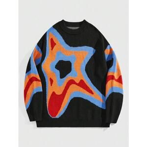 Street Life Men’s Casual Star Pattern Loose Knit Pullover Sweater, size M, NWT!